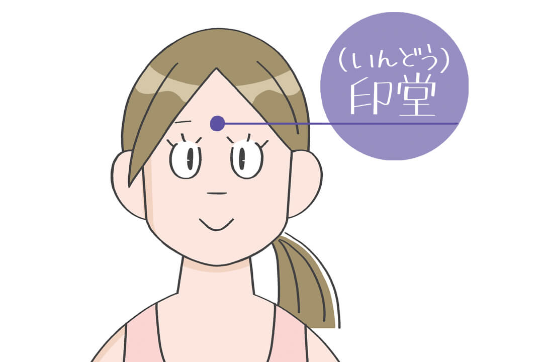 印堂（いんどう）の位置（両眉の間）