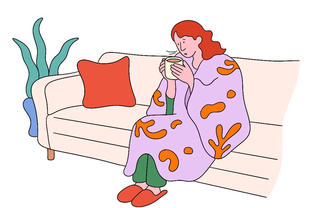 温服（おんぷく）をしている女性