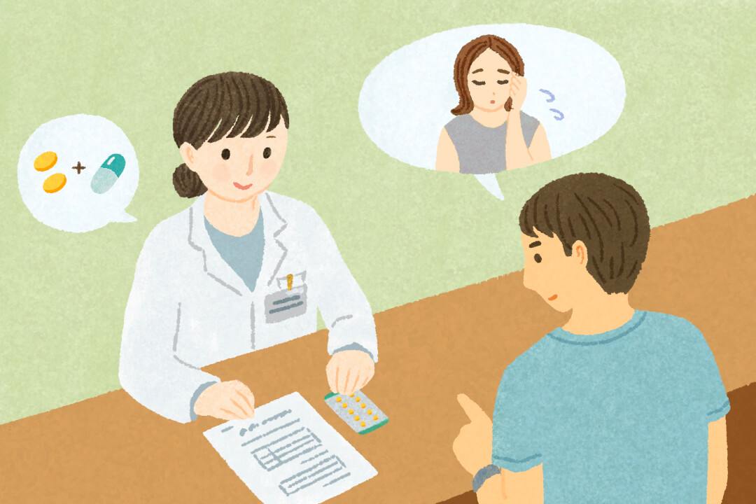 男性が代理でお薬を受け取る様子